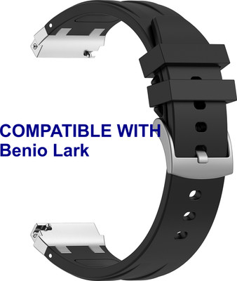 ACM WSM36X20BK2916 Watch Strap Metal Hook Silicone 20mm for Benio Lark Smartwatch Belt Black Smart Watch Strap(Black)