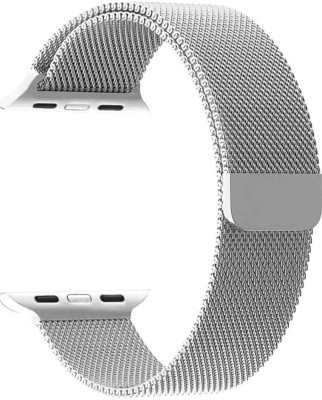 FLAP Stainless Steel Magnetic Metal Chain Smart Watch Strap Belt fit for Ultra Watch 49 mm, Series 9 / 8 / 7 45 mm, Series 6 / 5 / 4 44 mm. Series 3 / 2 / 1 42 mm, Watch SE 44 MM Smart Watch Strap Smart Watch Strap Smart Watch Strap(Silver)