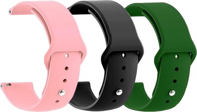 PUNAK 22MM Silicon Smart Watch Strap PACK OF 3 Smart Watch Strap(Pink, Black, Green)