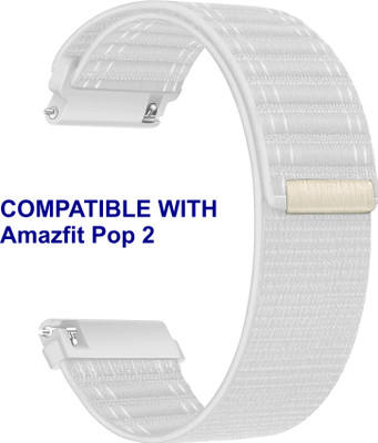 ACM WSM39A22WT2957 Watch Strap Nylon Soft 22mm for Amazfit Pop 2 Smartwatch Belt White Smart Watch Strap(White)