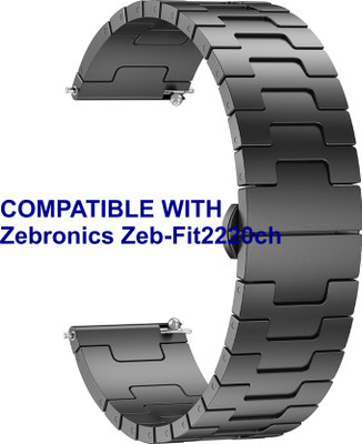 ACM WSM37Y20BK1519 Watch Strap Metal Steel 20mm for Zebronics Zeb-Fit2220ch Smartwatch Black Smart Watch Strap(Black)