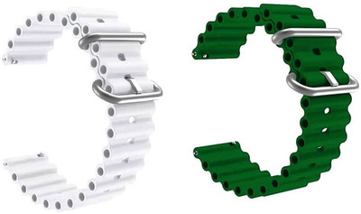 PUNAK 20 MM OCEAN SPORT SMARTWATCH BAND STRAPS Smart Watch Strap(White, Green)