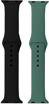 Speeqo Premium Silicone 42mm/ 44mm/ 45mm / 49mm Smartwatch Straps for iWatch Smart Watch Strap(Black, Green)