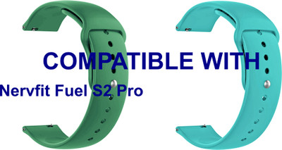 ACM WSM2P20GRLBL3915 Pack of 2 Watch Strap Silicone Belt 20mm for Nervfit Fuel S2 Pro Smartwatch (Green/Light Blue) Smart Watch Strap(Mullti Color)