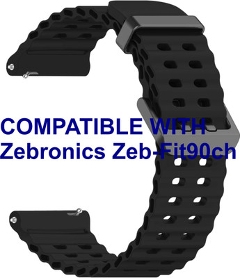 ACM WSM40B20BK2276 Watch Strap Silicone Sports 20mm for Zebronics Zeb-Fit90ch Smartwatch Black Smart Watch Strap(Black)