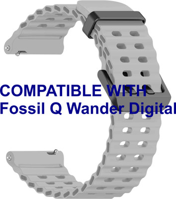 ACM WSM40B22GY1065 Watch Strap Silicone Sports 22mm for Fossil Q Wander Digital Smartwatch Grey Smart Watch Strap(Grey)