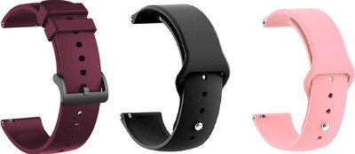 BLACK LOVIES 22 MM Smartwatch straps Pack of 3 Smart Watch Strap(Black, Pink, Mullti Color)
