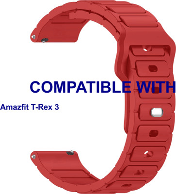 ACM WSM32T22RD5015 Watch Strap Silicone Belt Button 22mm for Amazfit T-Rex 3 Smartwatch Red Smart Watch Strap(Red)