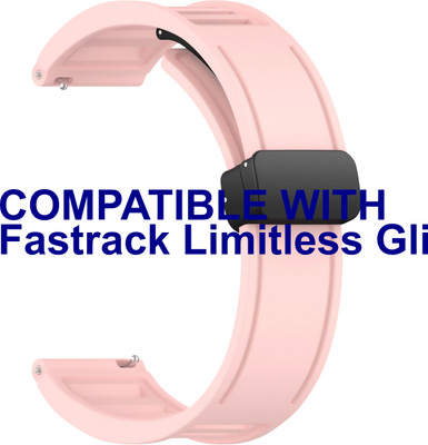 ACM WSM35W22CPK3444 Watch Strap Magnetic Clasp 22mm for Fastrack Limitless Glide Smartwatch Belt Creame Pink Smart Watch Strap(Pink)