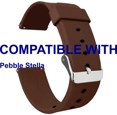 ACM WSM7A22BR3900 Watch Strap Silicone Belt 22mm for |Pebble Stella Smartwatch Brown Smart Watch Strap(Brown)