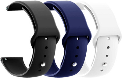 AOnes Pack of 3 Silicone Belt Watch Strap for Fastrack Limitless Fs2 Classic Smart Watch Strap(Black, Blue, White)