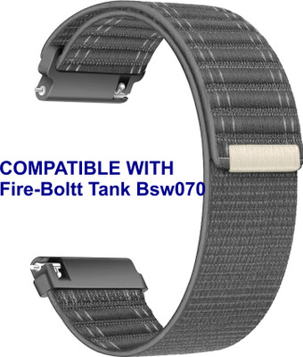 ACM WSM39A22GY3042 Watch Strap Nylon Soft 22mm for Fire-Boltt Tank Bsw070 Smartwatch Belt Grey Smart Watch Strap(Grey)