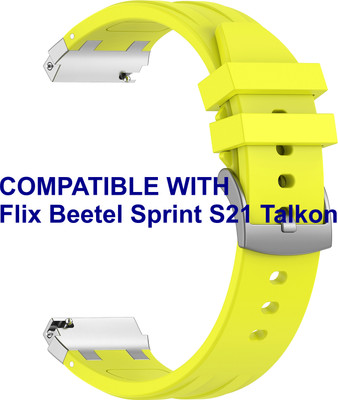 ACM WSM36X22LY2959 Watch Strap Metal Hook Silicone 22mm for Flix Beetel Sprint S21 Talkon Smartwatch Belt Lime Yellow Smart Watch Strap(Yellow)
