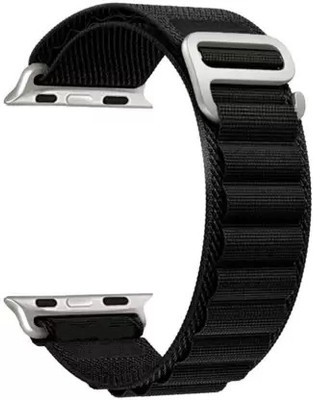 Geo SPORTS Alpine Loop Nylon Bands/Straps Compatible with Watch 49mm 45mm 44mm 42mm Men & Women, Adjustable Strap with Metal G-Hook Premium Strap in black for iWatch Ultra Series SE 8 7 6 5 4 3 2 1 (Only Alpine Loop Strap for Apple iWatch, Watch NOT Included) Smart Watch Strap(Black)