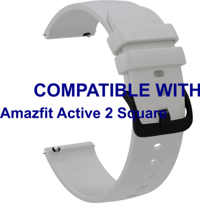 ACM WSM25M20GY3909 Watch Strap Silicone Hook Belt 20mm for |Amazfit Active 2 Square Smartwatch Grey Smart Watch Strap(Grey)