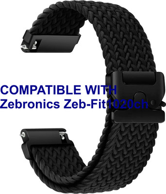 ACM WSM38Z20BK1603 Watch Strap Woven Braided Clipper 20mm for |Zebronics Zeb-Fit1020ch Smartwatch Black Smart Watch Strap(Black)