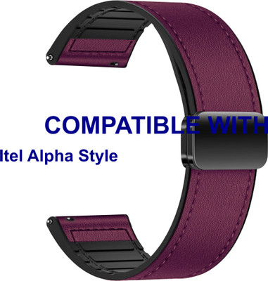 ACM WSM28P22PU5032 Watch Strap Leather Magnetic Silicone Belt 22mm for New Itel Alpha Style Smartwatch Purple Smart Watch Strap(Purple)