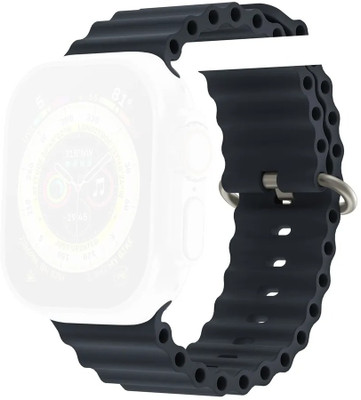 Smart Fitness Ocean Silicone Band Straps for iWatch 42/44/45/49mm iWatch Ultra Series 8/7/SE/ Smart Watch Strap(Black)