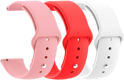 AOnes Pack of 3 Silicone Belt Watch Strap for Fastrack Limitless Xr1 Smart Watch Strap(Pink, Red, White)