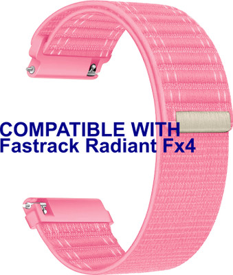 ACM Watch Strap Nylon Soft for Fastrack Radiant Fx4 Smartwatch Pink Smart Watch Strap(Pink)