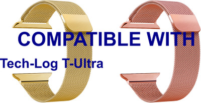 ACM WSM4M40GLRSG1197N1 Pack of 2 Sliding 44mm 49mm Watch Strap Magnetic for Tech-Log T-Ultra Smartwatch Champagne Gold/Rose Gold Pink Smart Watch Strap(Mullti Color)