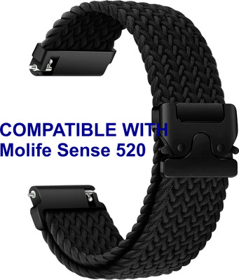 ACM WSM38Z20BK2885 Watch Strap Woven Braided Clipper 20mm for Molife Sense 520 Smartwatch Black Smart Watch Strap(Black)