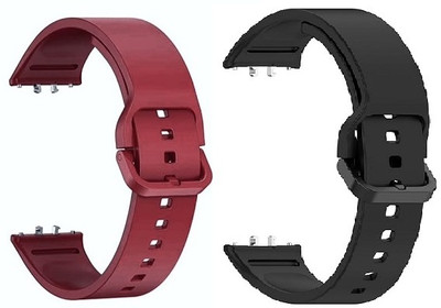 RUPELIK Flexible Silicone Replacement Strap Compatible With Sam Galaxy Fit 3 (Pack Of 2) Smart Watch Strap(Black, Red)