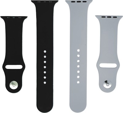 BLACK LOVIES Watch Strap Compatible with Apple Watch Straps 42mm 44mm, Soft Silicone Belt Sport Wristbands Smart Watch Band for iWatch Series SE 6/5/4/3/2/1 (PACK OF 2) Smart Watch Strap (BLACK- GREY) Smart Watch Strap(Black, Grey)