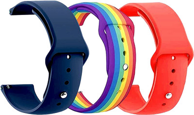 PUNAK 22MM Silicon Smart Watch Strap PACK OF 3 Smart Watch Strap(Blue, Mullti Color, Red)