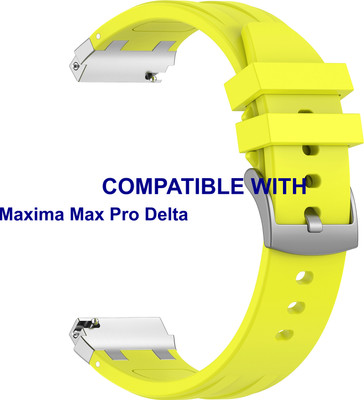 ACM WSM36X22LY3913 Watch Strap Metal Hook Silicone Belt 22mm for Maxima Max Pro Delta Smartwatch Lime Yellow (ONLY SUITABLE FOR LARGE WRIST SIZE) Smart Watch Strap(Yellow)