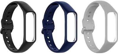 guoi Silicone Band Strap Compatible for Samsung Galaxy Fit 2,Soft Sport Silicone Replacement Straps Safety Lock for Galaxy Fit2 SM-R220 Watch For & Men & Women [ONLY Strap Device Not Included] Smart Watch Strap(Black, Grey, Blue)