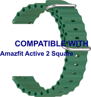 ACM WSM18F20TU3909 Watch Strap Silicone Smart Belt 20mm for Amazfit Active 2 Square Smartwatch Turquoise Green Smart Watch Strap(Green)