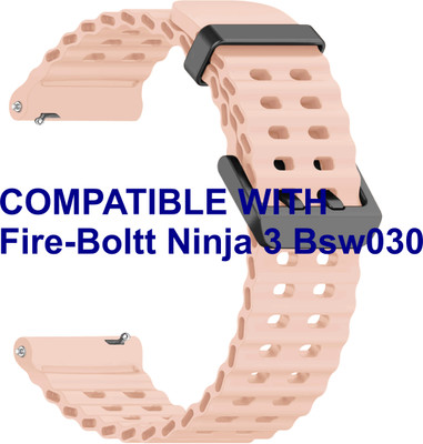 ACM WSM40B20CPK2655 Watch Strap Silicone Sports 20mm for Fire-Boltt Ninja 3 Bsw030 Smartwatch Creame Pink Smart Watch Strap(Pink)