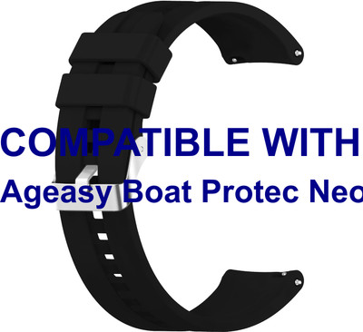 ACM WSM15C22BK3910 Watch Strap Silicone Hook Belt 22mm for Ageasy Boat Protec Neo Smartwatch Black Smart Watch Strap(Black)