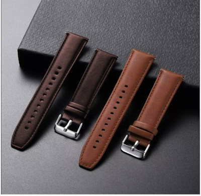PUNAK 22 MM Genuine Leather Smartwatch Strap Belt Compatible with Realme watch 2 Pro Smart Watch Strap(Brown, Brown)