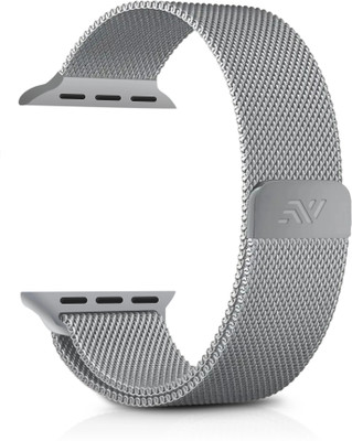 NECESORIES Metal Magnetic Milanese Loop Band for Iwatch 42/44/45/46/49 mm Smart Watch Strap(Silver)