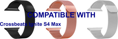 ACM WSM4M40BKRSGSL1189N1 Pack of 3 Sliding 44mm 49mm Watch Strap Magnetic for Crossbeats Ignite S4 Max Smartwatch Black/Rose Gold Pink/Silver Smart Watch Strap(Mullti Color)