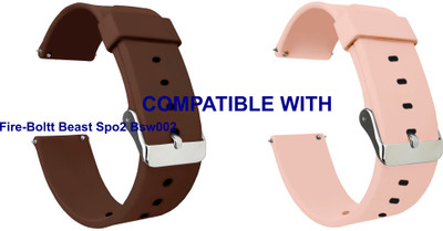 ACM WSM7A20BRCP2436 Pack of 2 Watch Strap Silicone 20mm for Fire-Boltt Beast Spo2 Bsw002 Smartwatch (Brown/Creame Pink) Smart Watch Strap(Mullti Color)