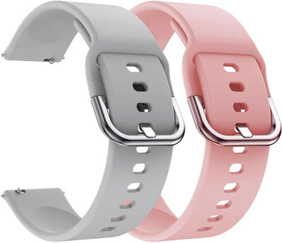 AOnes Pack of 2 Silicone Watch Strap & Metal Buckle for Fire-Boltt Ninja Call Pro Max Smart Watch Strap(Grey, Pink)
