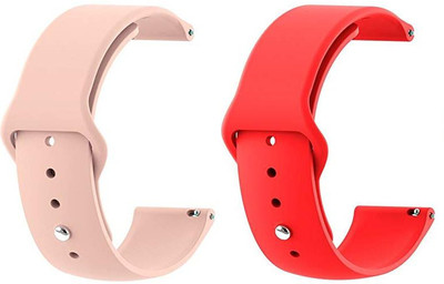 BLACK LOVIES 22 mm Soft Silicon Smartwatch Band Straps Belt Smart Watch Strap(Pink, Red)
