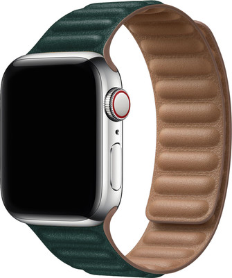 DailyObjects Green Lightweight Poppy Leather Link Watchband/Straps Compatible With Apple Watchband 38 mm/40 mm/41 mm | Premium Flexible Slim Fit, Sporty Adjustable Strap with Magnetic Closure Watchband For Apple Ultra iWatch Series SE 8 7 6 5 4 3 2 1 (Smartwatch Not Included) Smart Watch Strap(Green