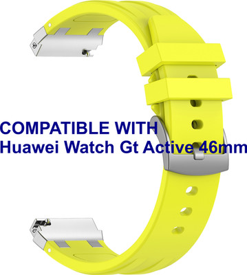 ACM WSM36X22LY1127 Watch Strap Metal Hook Silicone 22mm for Huawei Watch Gt Active 46mm Smartwatch Lime Yellow Smart Watch Strap(Yellow)