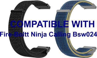 ACM WSM3V20BKBL2515 Pack of 2 Watch Strap Nylon Loop 20mm for Fire-Boltt Ninja Calling Bsw024 Smartwatch (Black/Blue) Smart Watch Strap(Mullti Color)