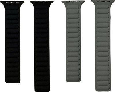 Upthrust Magnet Ease Black Panther & Grey Shadows 42/44/45/49mm (Pack of 2) Smart Watch Strap(Black, Grey)
