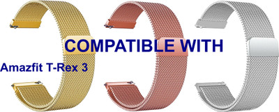 ACM WSM4M22GLRSGSL5015 Pack of 3 Watch Strap Magnetic Belt 22mm for Amazfit T-Rex 3 Smartwatch (Gold/Rose Gold/Silver) Smart Watch Strap(Mullti Color)