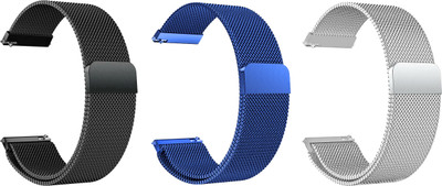 ACM Pack of 3 Strap Magnetic for Fire-Boltt Beast Pro Bsw016 (Black/Blue/Silver) Smart Watch Strap(Mullti Color)