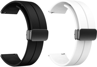 AOnes Pack of 2 Silicone Belt Magnetic Folding Buckle for Hammer Pulse 4.0 Watch Band Smart Watch Strap(Black, White)
