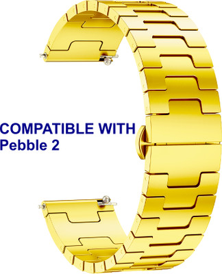 ACM WSM37Y22GL1171 Watch Strap Metal Steel 22mm for Pebble 2 Smartwatch Gold Smart Watch Strap(Gold)