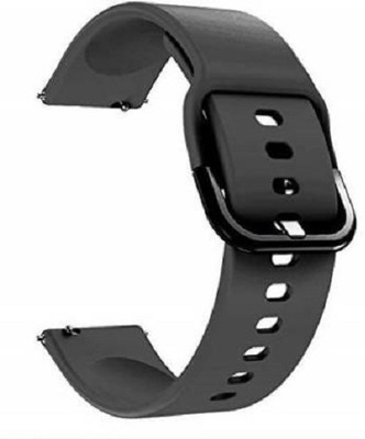 Big Wings 22mm Premium Metal Buckle Silicone Strap Compatible with NOISE COLORFIT ULTRA BUZZ, NOISE EXCEL / NOISE FIT VORTEX, NOISE FIT FUSION Smart Watch Strap(Black)