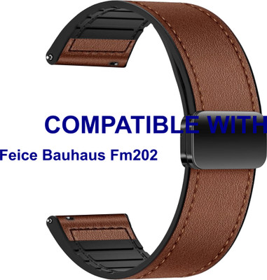 ACM WSM28P20BR4054 Watch Strap Leather Magnetic Silicone Belt 20mm for Feice Bauhaus Fm202 Brown Smart Band Strap(Brown)